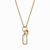 14K Gold Mother of Pearl ID Diamond Pendant Necklace
