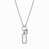 14K Gold Mother of Pearl ID Diamond Pendant Necklace