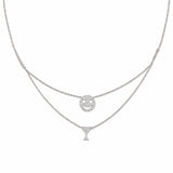 14K Gold Heart Eye Emoji + Martini Glass Diamond Pendant