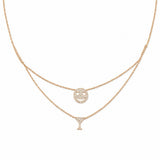 14K Gold Heart Eye Emoji + Martini Glass Diamond Pendant