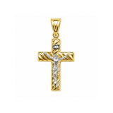 14K Gold Two-Tone Braided Crucifix Pendant