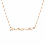 14K Gold Cursive Mama Diamond Pendant