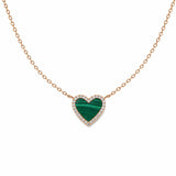 14K Gold Heart Malachite Diamond Pendant