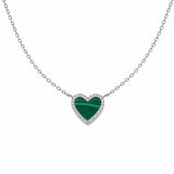 14K Gold Heart Malachite Diamond Pendant