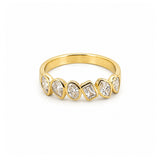 14K Gold Multi Shape Diamond Bezel Band