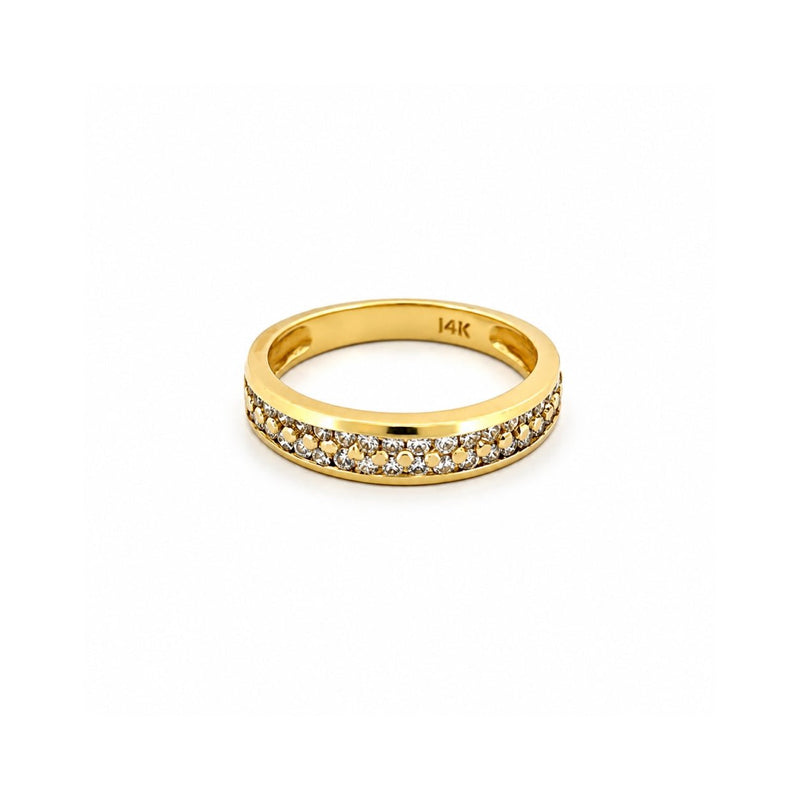 14K Gold 2 Row Shared Prong Diamond Band