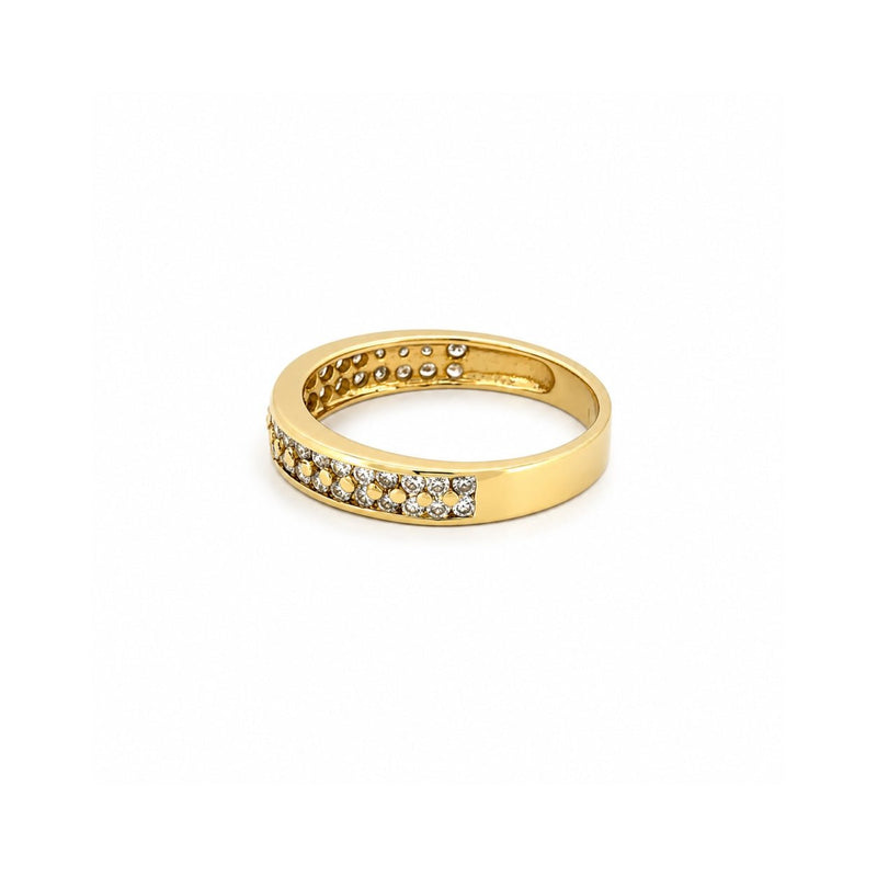 14K Gold 2 Row Shared Prong Diamond Band