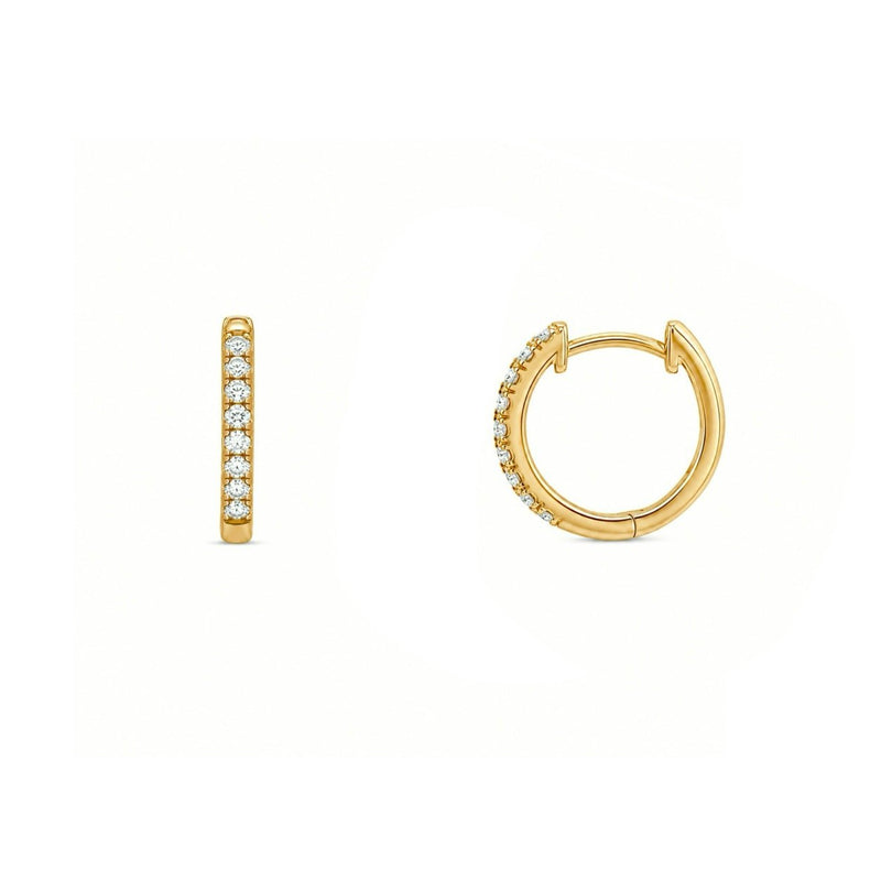 14K Gold 1.5MM Diamond Huggie Earrings