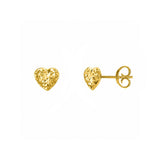 14K Gold Diamond Cut Heart Earrings