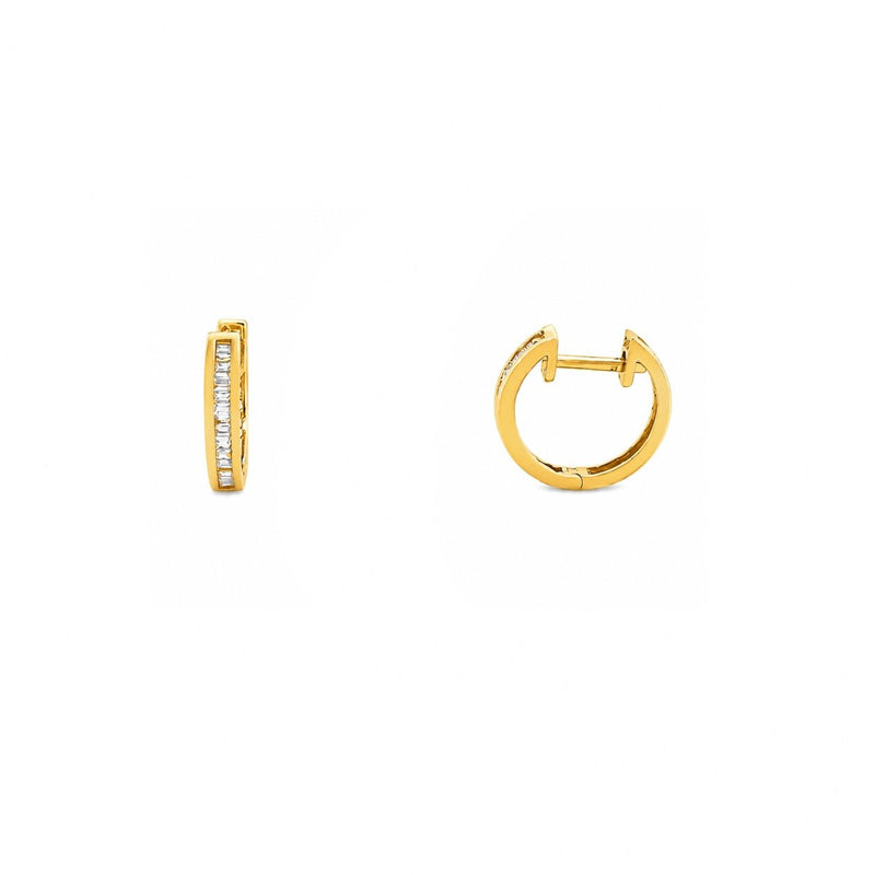 14K Gold Channel Set Baguette Earrings