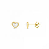 14K Gold Mother of Pearl Heart Earrings