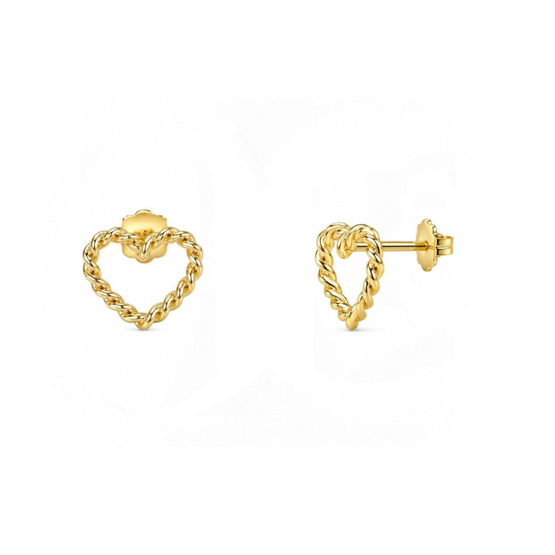 14K Gold Rope Heart Earrings