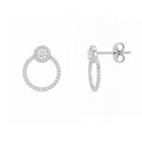 14K Gold Diamond Circle Earrings