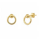 14K Gold Diamond Cut Ball Hoop Earrings