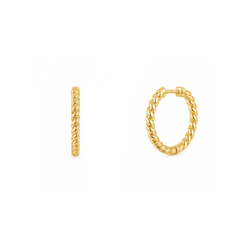 14K Gold Rope Huggie Earrings