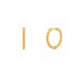 14K Gold Rope Huggie Earrings