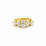 14K Gold Trillian and Baguette Diamond Band