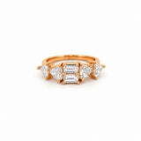 14K Gold Trillian and Baguette Diamond Band
