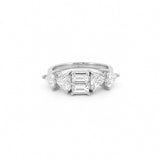 14K Gold Trillian and Baguette Diamond Band
