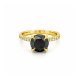 14K Gold Diamond Under Halo with 2 Carat Black Diamond Engagement Ring