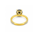 14K Gold Diamond Under Halo with 2 Carat Black Diamond Engagement Ring