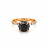 14K Gold Diamond Under Halo with 2 Carat Black Diamond Engagement Ring