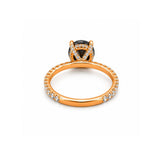 14K Gold Diamond Under Halo with 2 Carat Black Diamond Engagement Ring