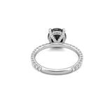 14K Gold Diamond Under Halo with 2 Carat Black Diamond Engagement Ring