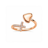 14K Gold Heart and Diamond Cross Ring