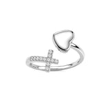 14K Gold Heart and Diamond Cross Ring