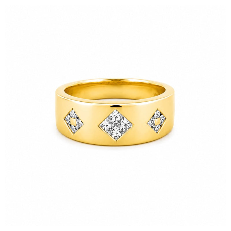 14K Gold Diamond Squared Inset Band