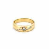 14K Gold Lined Diamond Inset Band