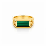 14K Gold Flat Jade Bar Signet Band