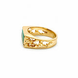 14K Gold Flat Jade Bar Signet Band