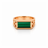 14K Gold Flat Jade Bar Signet Band
