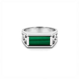 14K Gold Flat Jade Bar Signet Band