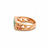 14K Gold Flat Jade Bar Signet Band
