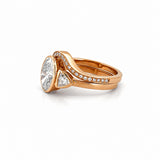 14K Gold 2.00 Carat Lab Grown Oval Cut Diamond Trillian Three Stone Engagement Set