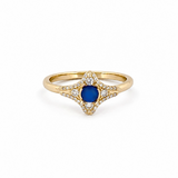 14K Gold Starburst Evil Eye Diamond Band