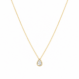 14K Gold Bezel Pear Diamond Pendant