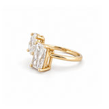 14K Gold 4.00 Carat Lab Grown Toi et Moi Oval and Radiant Engagement Ring