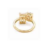 14K Gold 4.00 Carat Lab Grown Toi et Moi Oval and Radiant Engagement Ring