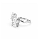 14K Gold 4.00 Carat Lab Grown Toi et Moi Oval and Radiant Engagement Ring