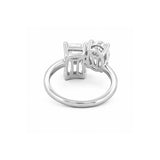 14K Gold 4.00 Carat Lab Grown Toi et Moi Oval and Radiant Engagement Ring