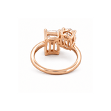 14K Gold 4.00 Carat Lab Grown Toi et Moi Oval and Radiant Engagement Ring