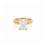 14K Gold Lab Grown Radiant Ribbed Solitaire Engagement Ring