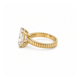 14K Gold Lab Grown Radiant Ribbed Solitaire Engagement Ring