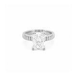 14K Gold Lab Grown Radiant Ribbed Solitaire Engagement Ring