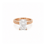 14K Gold Lab Grown Radiant Ribbed Solitaire Engagement Ring