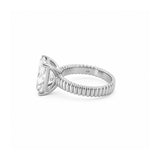 14K Gold Lab Grown Radiant Ribbed Solitaire Engagement Ring